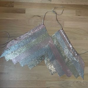 Whiting & Davis Metal Mesh 80s Top Multi Color Metallics